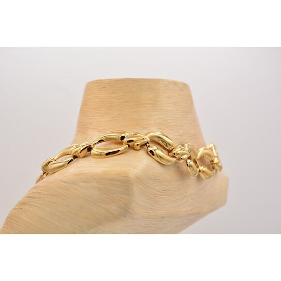 Vintage Collar Necklace Shiny Gold Tone Thick Linked Chain Chunky 1980s BinP - Picture 10 of 12